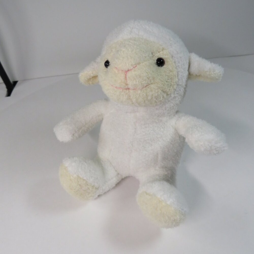 Cute White Sheep Lamb Stuffed Animal Push 6" tall sitting